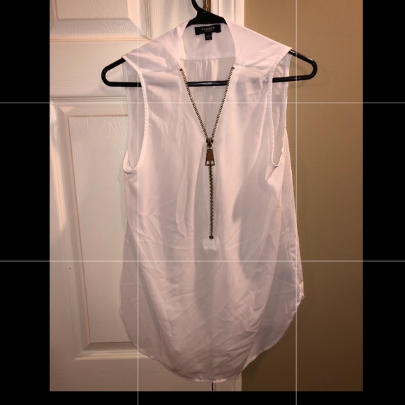 Silky white blouse with gold zipper - Picture 1 of 1